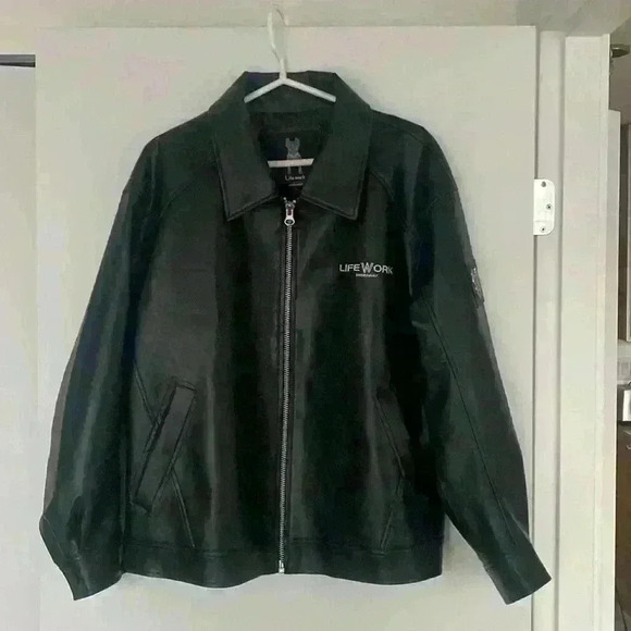 LifeWork Faux Leather Oversized Jacket, full length size L. - Picture 9 of 10